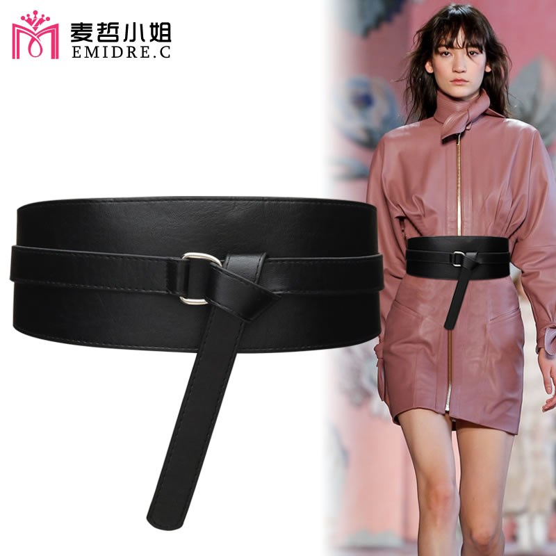 爱满简约方扣腰带男女通用宽皮带军训学生韩国时尚裤带百搭黑装饰休闲 方银扣（黑皮带宽32cm）(图1)
