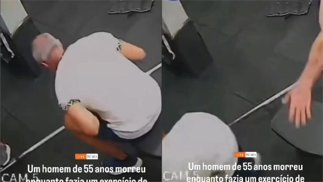 55岁大爷卧推失误遭杠铃压胸！监控曝光生前画面令人震惊。(图3)