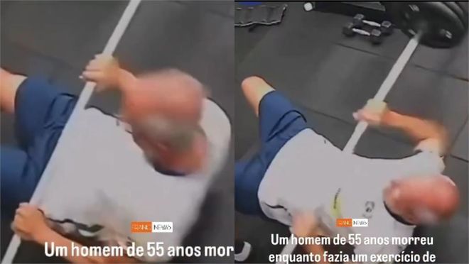 55岁大爷卧推失误遭杠铃压胸！监控曝光生前画面令人震惊。(图2)